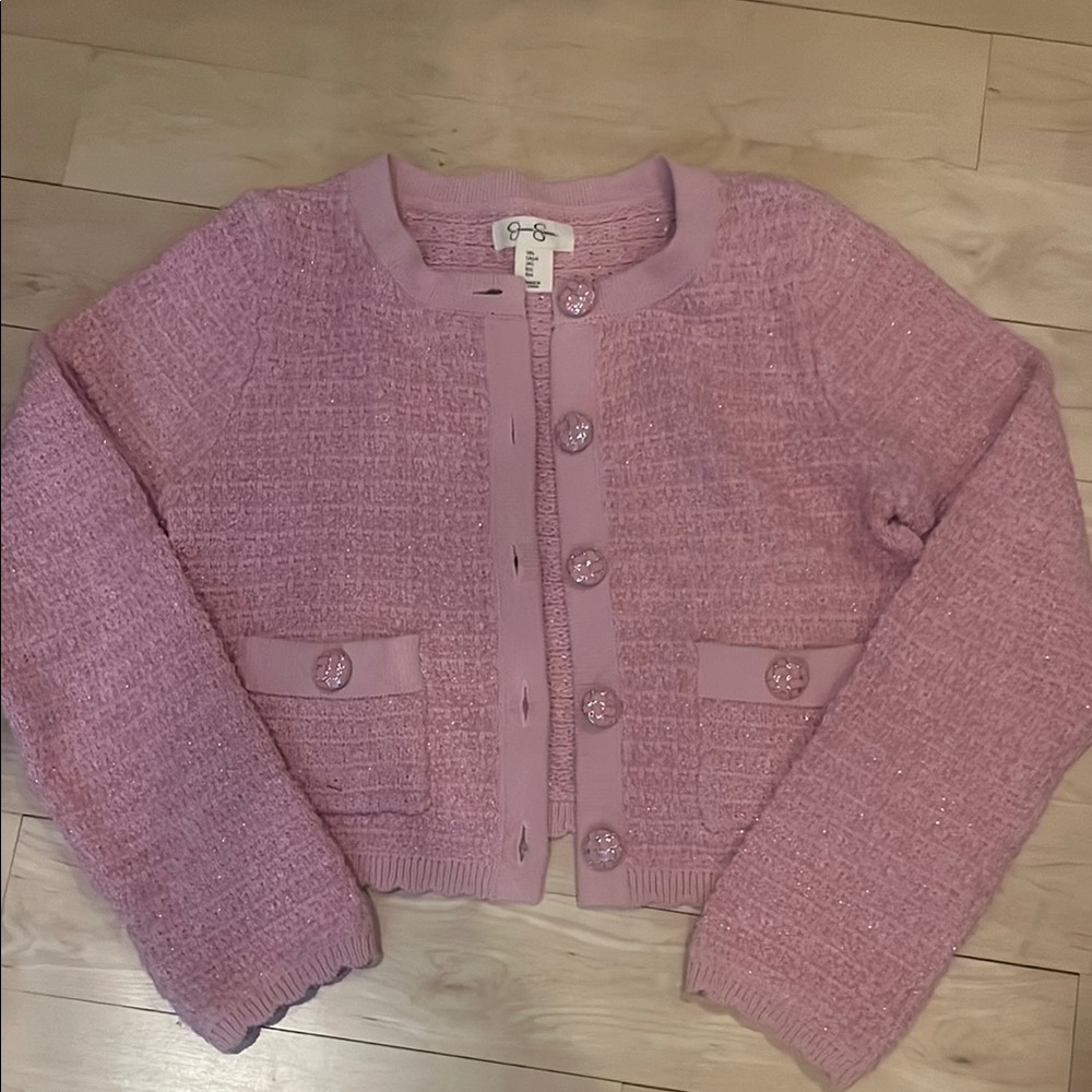 Pink Tweed Cardigan with Button Details